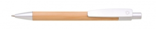 Kuličkové pero Borgo - 0,7 mm, bambus/plast, hnědo-bílé
