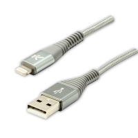 Kabel USB A M-Lightning C89 M Logo  - 2.0, 1 m, stříbrný