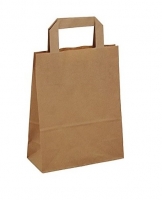 Papírová taška s plochým uchem - 18x8x22 cm, standardní dno, hnědá