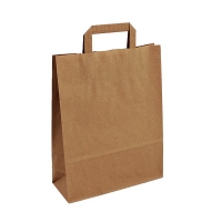Papírová taška s plochým uchem - 26x12x35 cm, standardní dno, hnědá