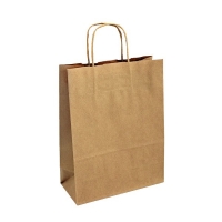 Papírová taška s krouceným uchem - 30,5x17x34 cm, široké dno, hnědá - DOPRODEJ