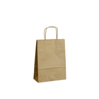 Papírová taška s krouceným uchem - 18x8x24 cm, standardní dno, hnědá