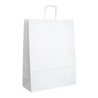 Papírová taška s krouceným uchem - 34x12x41 cm, standardní dno, bílá - DOPRODEJ