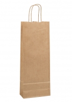 Papírová taška na víno - 14x8x39 cm, hnědá