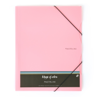 Spisové desky s gumou Pastelini A4 - 3 klopy, plastové, růžové