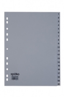Plastový rozdružovač A4 Spoko - šedý, děrování, číslování 1-20 - DOPRODEJ