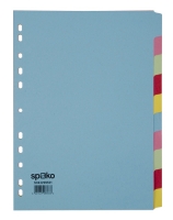 Kartonový rozdružovač A4 Spoko - šedý/barevný, děrování, 10 listů