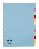Kartonový rozdružovač A4 Spoko - šedý/barevný, děrování, 12 listů
