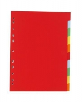 Kartonový rozdružovač A4 Victoria - červený/barevný, děrování, 10 listů