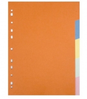 Kartonový rozdružovač A4 Classic - oranžový/barevný, děrování, 5 listů