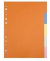 Kartonový rozdružovač A4 Classic - oranžový/barevný, děrování, 10 listů