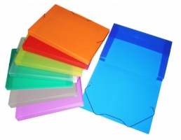 Box na spisy s gumou A4 Diagonal - plastový, transparentní modrý