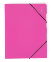 Spisové desky s gumou A4 - 3 klopy, plastové, růžové