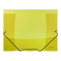 Spisové desky s gumou A4 - 3 klopy, plastové, transparentní žluté