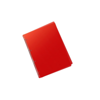 Čtyřkroužkový pořadač A5 - hřbet 2,5 cm, plastový, transparentní červený