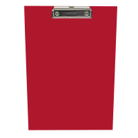 Závěsná psací deska s klipem A4 - přešpán, červená - DOPRODEJ
