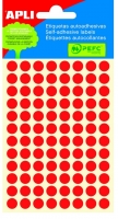Kulaté samolepící etikety Apli - průměr 8 mm, červené, 288 ks