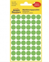 Kulaté samolepící etikety Avery Zweckform 3149 - průměr 12 mm, zelené, 270 ks - DOPRODEJ