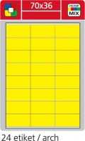 Samolepící etikety Print - 70x36 mm, papírové, žluté, 100 archů