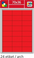 Samolepící etikety Print - 70x36 mm, papírové, červené, 100 archů
