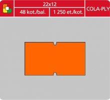 Značkovací etikety do etiketovacích kleští (EZ) - COLA-PLY, 22x12 mm, oranžové, 1250 etiket