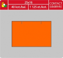 Značkovací etikety do etiketovacích kleští (EZ) - CONTACT (obdélník), 25x16 mm, oranžové, 1125 etiket