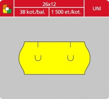 Značkovací etikety do etiketovacích kleští (EZ) - UNI, 26x12 mm, žluté, 1500 etiket