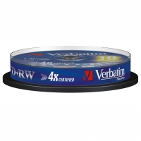 DVD+RW Verbatim SERL 4,7 GB - 2-4x, bez možnosti potisku, cake box, 10-pack