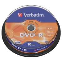 DVD-R Verbatim AZO 4,7 GB - 16x, bez možnosti potisku, cake box, 10-pack