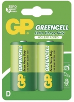 Zinkochloridové baterie GP Greencell 1,5 V - velké mono, R20, typ D, 2 ks