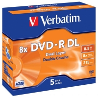DVD+R Verbatim Dual Layer 8,5 GB - 8x, bez možnosti potisku, jewel box, 1 ks - DOPRODEJ