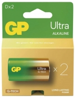 Alkalické baterie GP Ultra 1,5 V - velké mono, LR20, typ D, 2 ks