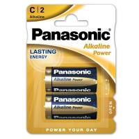 Alkalické baterie Panasonic 1,5 V - malé mono, LR14, typ C, 2 ks - DOPRODEJ