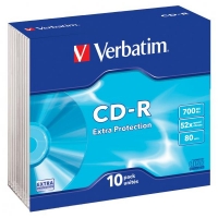 CD-R Verbatim Extra Protection 700 MB - 52x, bez možnosti potisku, slim box, 10-pack