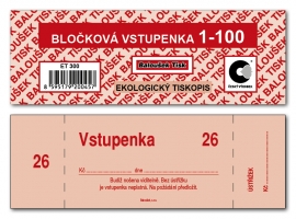 Bločková vstupenka ET300 - 13,3x3,9 cm, 100 listů