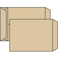 Poštovní taška B4 - křížové dno, bez okénka, krycí páska, 353x250x40 mm, sulfit hnědá, 25 ks - DOPRODEJ