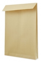 Poštovní taška B4 - textilní výztuž, křížové dno, bez okénka, krycí páska, 353x250x40 mm, hnědá, 1 ks