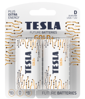 Alkalické baterie Tesla GOLD+ 1,5 V - velké mono, LR20, typ D, 2 ks