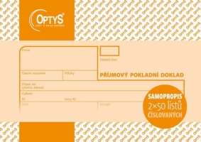 Příjmový pokladní doklad se stvrzenkou Optys - samopropisovací, A6, 2x50 listů