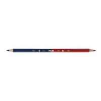 Oboustranná tužka Milan - trojhranná,  červeno-modrá