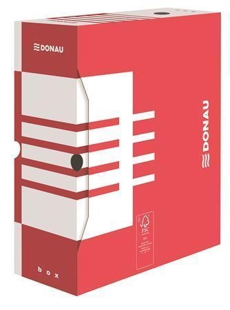 Archivační krabice na pořadač Donau A4/120 - 340x288x120 mm, bílá/červená