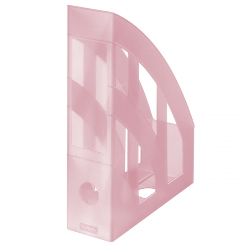 Stojan na katalogy Herlitz - plastový, transparentní růžový