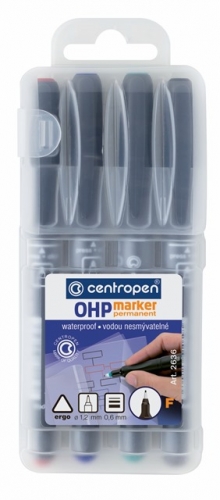 Permanentní popisovač Centropen OHP Marker 2636/4 F - 0,6 mm, sada 4 ks