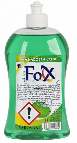 Mycí a čistící prostředek na nádobí a podlahy Fox - citron, 500 ml