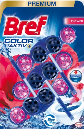 Závěsný WC blok Bref Color Aktiv - fresh flowers, kuličky, 3x50 g