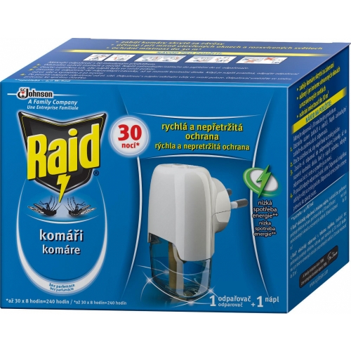 Elektrický odpařovač proti komárům Raid - tekutý, 30 nocí + náplň 21 ml