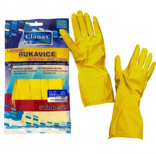 Úklidové rukavice M-8 - gumové-latexové, žluté