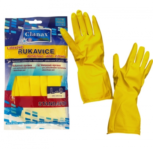 Úklidové rukavice L-9 - gumové-latexové, žluté