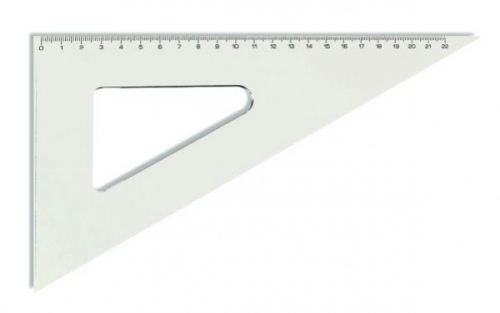 Plastové pravítko trojúhelník - 21 cm, transparentní