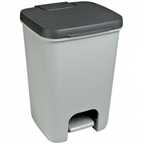 Pedálový odpadkový koš Curver Essentials 20 l - plastový, antracitový/stříbrný